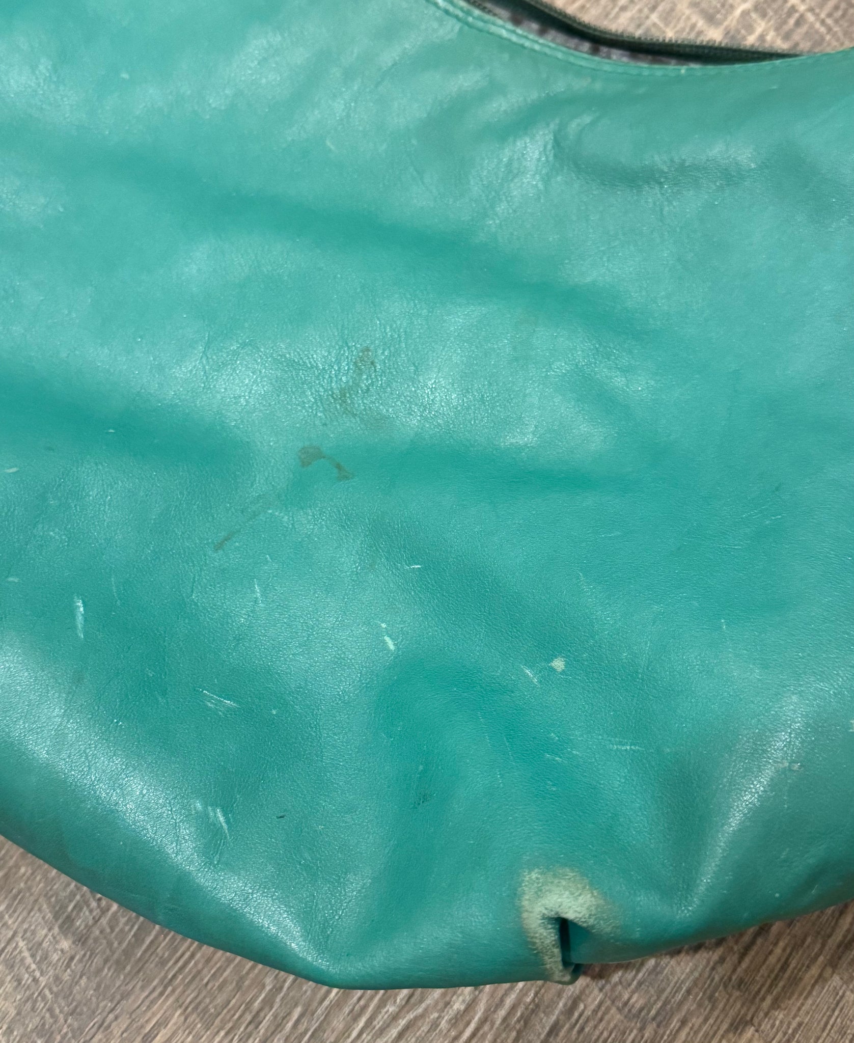 vintage 1980s seafoam green Bottega Veneta leather bag slouchy HOBO purse WOVEN straps