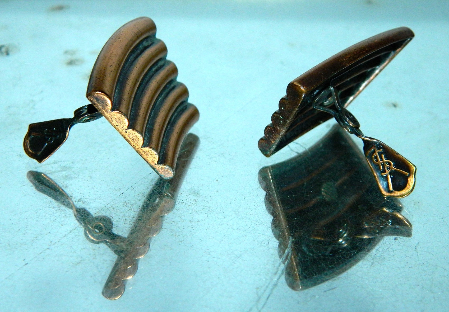 vintage Yves Saint Laurent earrings Abstract copper YSL