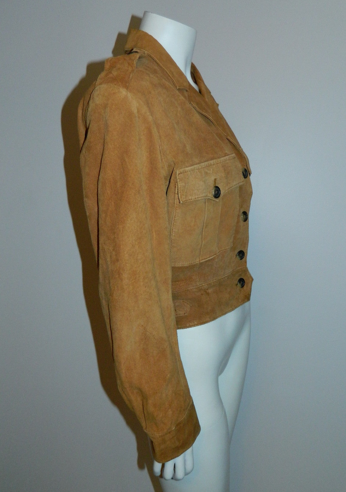 vintage 1980s rust suede jacket BANANA REPUBLIC Safari cropped leather blazer M - L