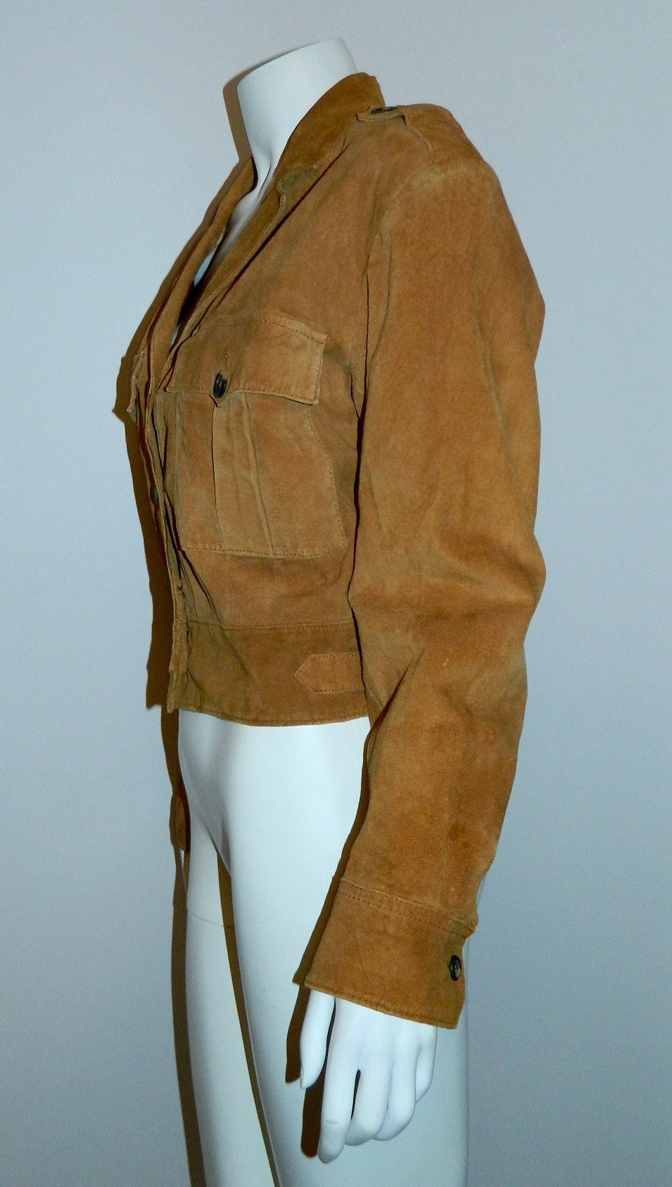 vintage 1980s rust suede jacket BANANA REPUBLIC Safari cropped leather blazer M - L