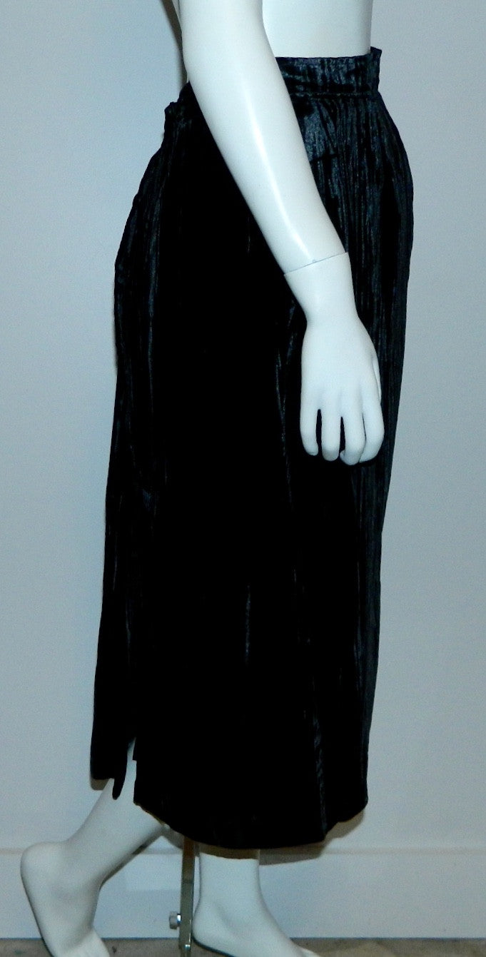 vintage 1980s skirt black Ted Lapidus rayon velvet skirt 36 / XS