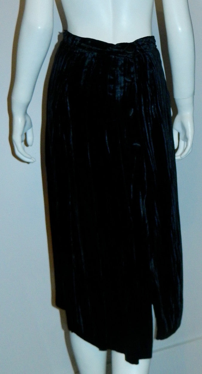 vintage 1980s skirt black Ted Lapidus rayon velvet skirt 36 / XS