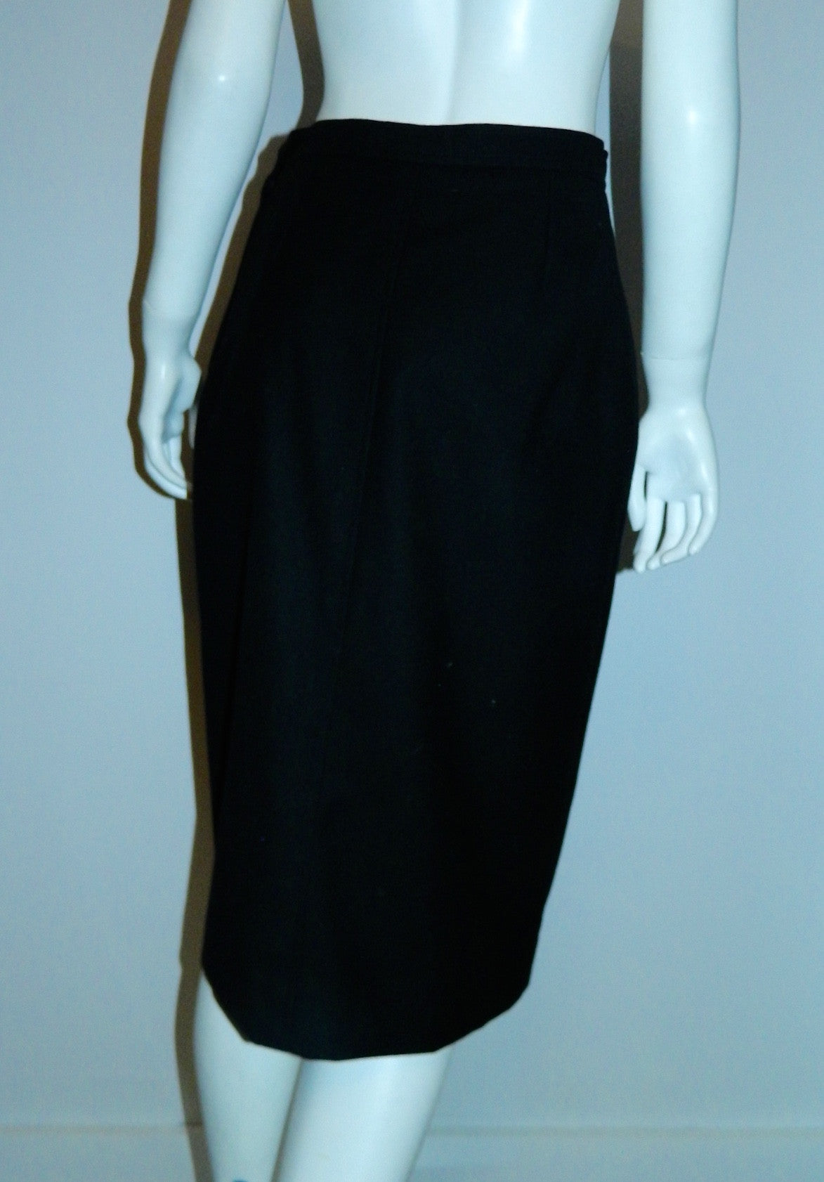 vintage 1970s skirt YSL black wool Yves Saint Laurent straight skirt XS S