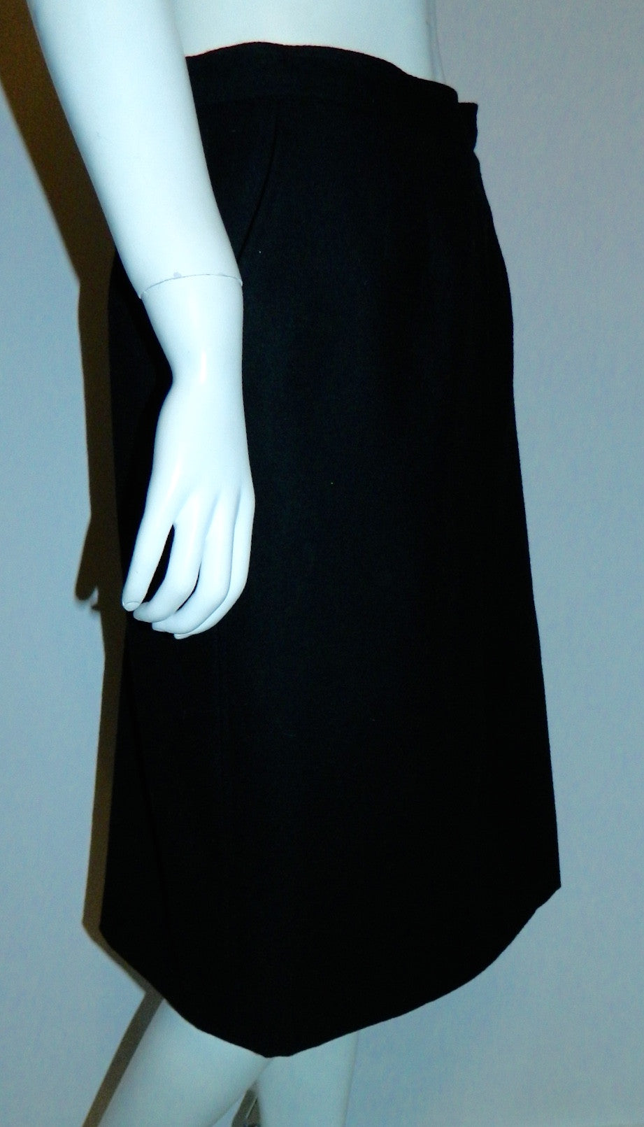 vintage 1980s skirt YSL black wool Yves Saint Laurent rive gauche skirt S M