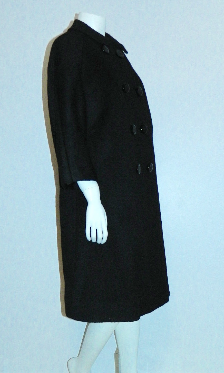 vintage 1960s black wool coat Dan Millstein pea coat L - XL