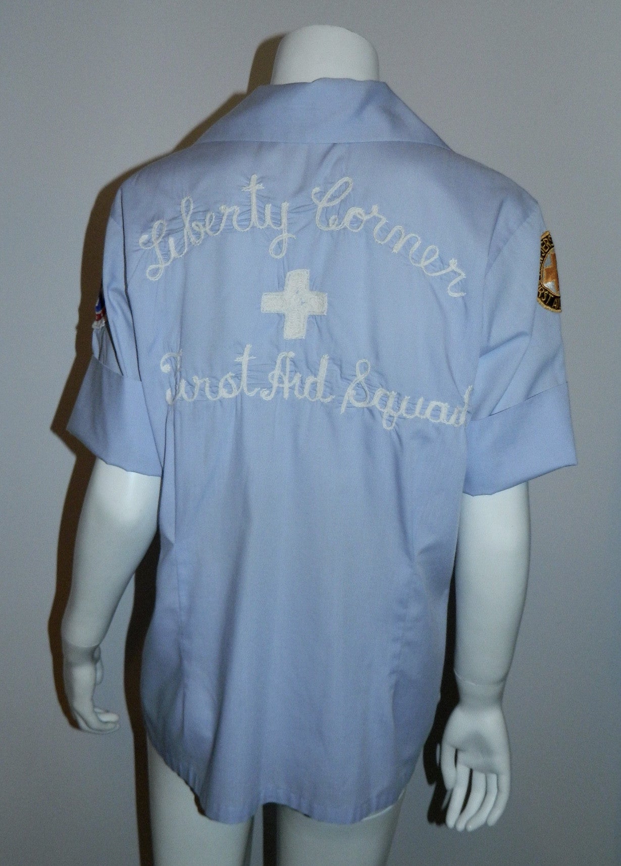 vintage 1960s EMT blouse Women's work shirt uniform Liberty Corner First Aid Squad NJ ELBECO