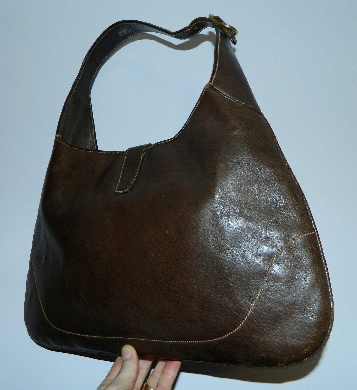 vintage GUCCI bag brown leather 1960s Jackie O "Bouvier" purse