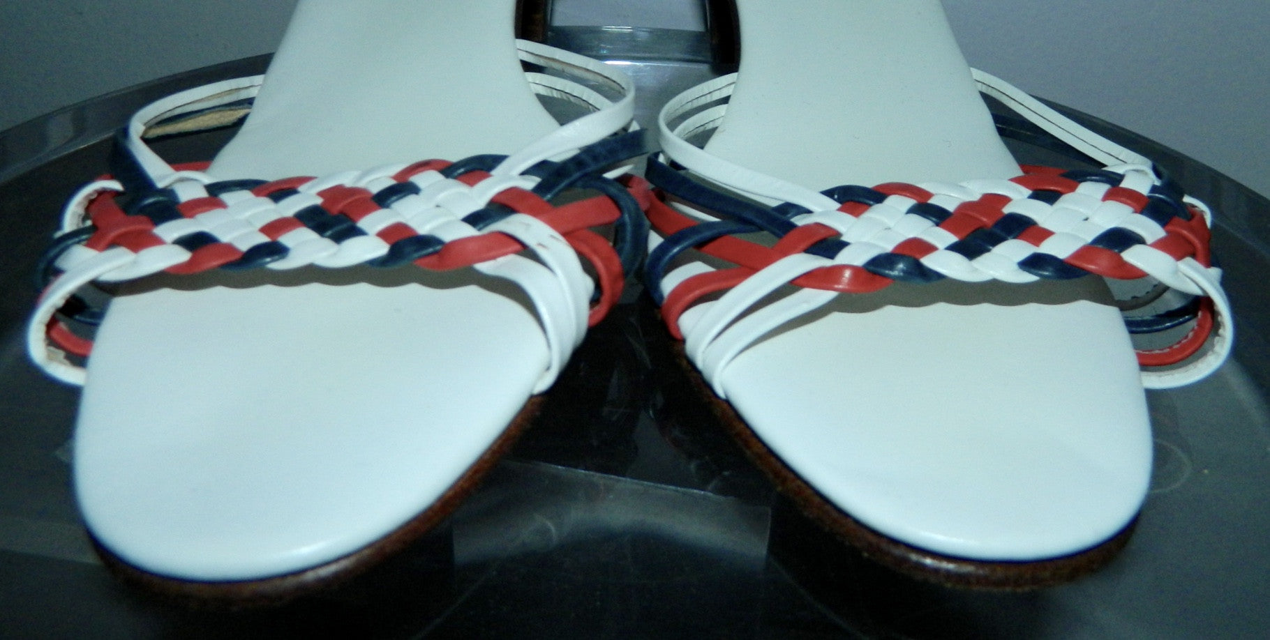 vintage 1970s sandals white WOVEN leather heels Amalfi Rangoni shoes US 9