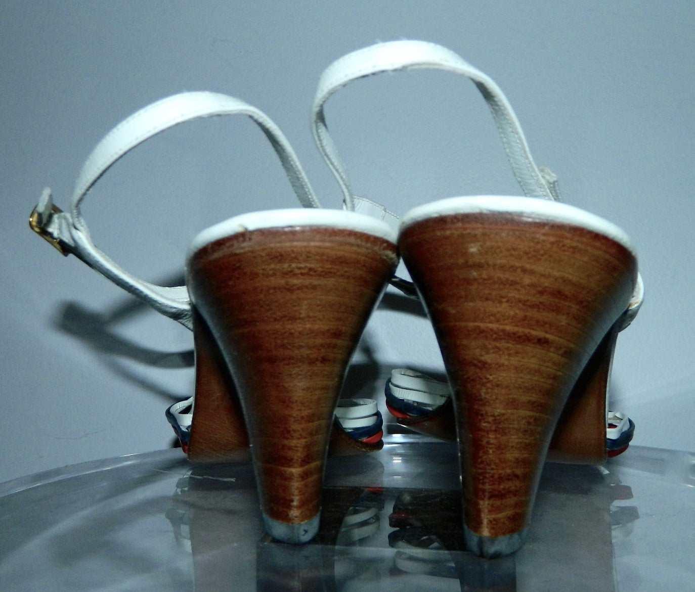 vintage 1970s sandals white WOVEN leather heels Amalfi Rangoni shoes US 9