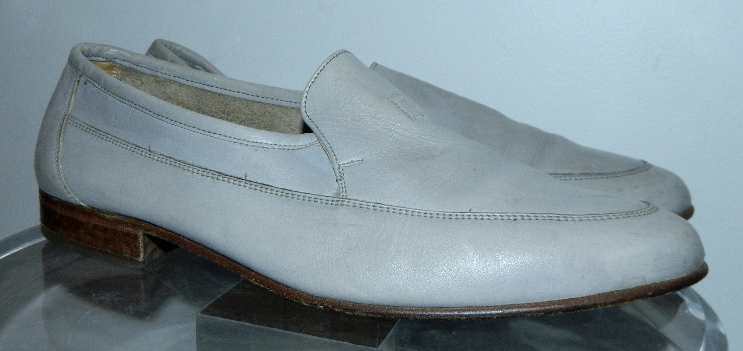 vintage 1960s loafers Pierre Cardin logo shoes dove gray leather Men's 8