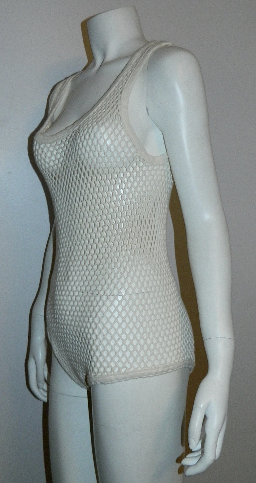 white mesh bodysuit vintage 1960s Clothes Hose openwork cotton tank top