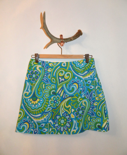 1990s aqua blue VERSUS GIANNI VERSACE mini skirt MOD print