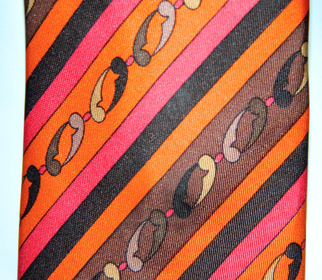 vintage PUCCI tie orange brown silk 1960s Emilio Pucci necktie