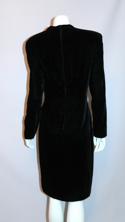 vintage 1980s Vicky Tiel dress black velvet cocktail dress gold bustier S