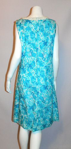 vintage Lilly Pulitzer sun dress aqua blue floral print shift M L