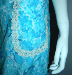 vintage Lilly Pulitzer sun dress aqua blue floral print shift M L