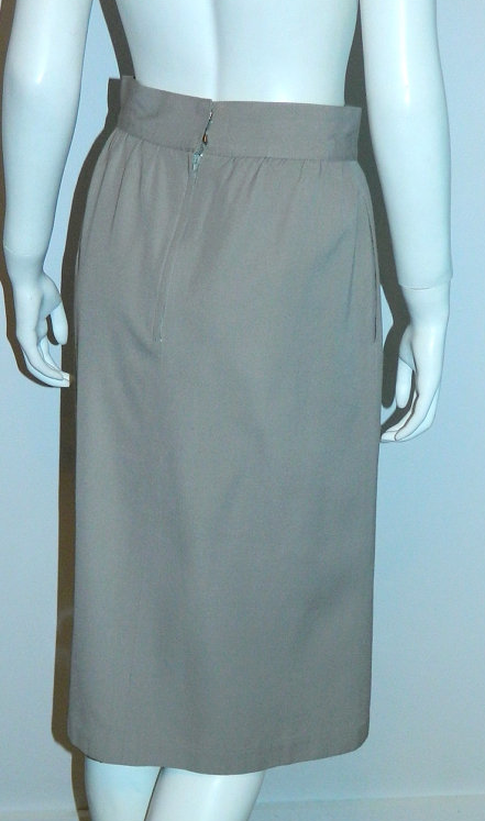 vintage 1980s skirt dove gray CACHAREL wool gabardine midi skirt XS - S