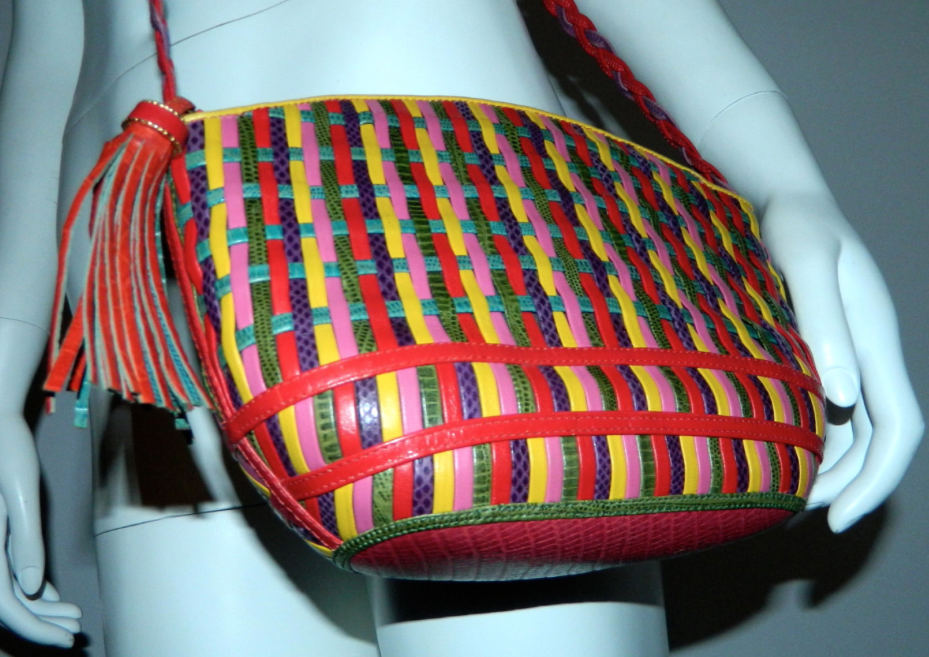 BOLD vintage 1980s SHARIF bag woven leather lizard karung purse