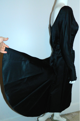 vintage 1950s Ceil Chapman cocktail dress silk satin ballet neck XS - S