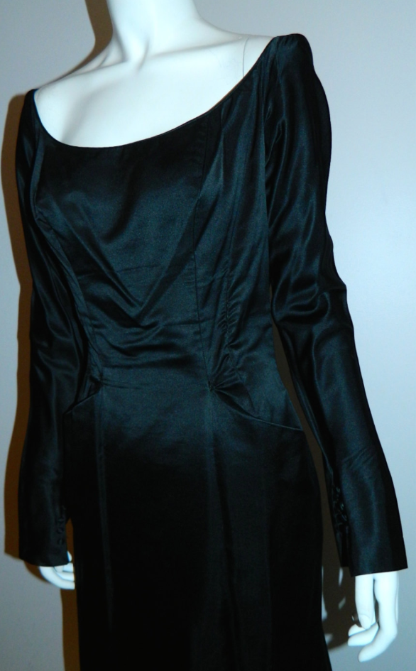 vintage 1950s Ceil Chapman cocktail dress silk satin ballet neck XS - S