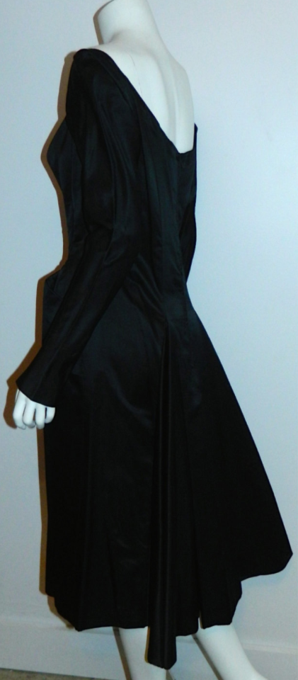 vintage 1950s Ceil Chapman cocktail dress silk satin ballet neck XS - S