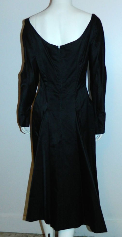 vintage 1950s Ceil Chapman cocktail dress silk satin ballet neck XS - S