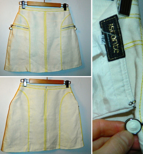 vintage VERSACE mini skirt 1990s white linen skirt XS - S