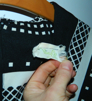 vintage 1960s dress MOD black white frame Nancy Greer OP print midi dress M