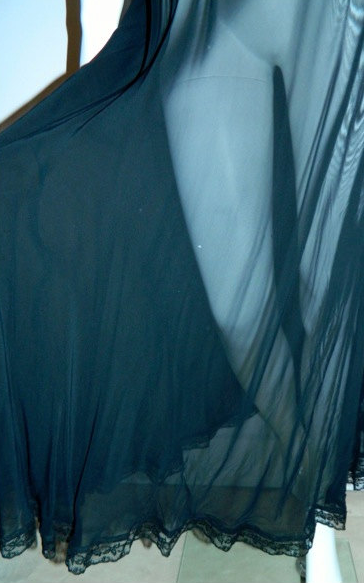 vintage 1930s black Mondaine lace slip Art Deco bias cut gown 32 / XS