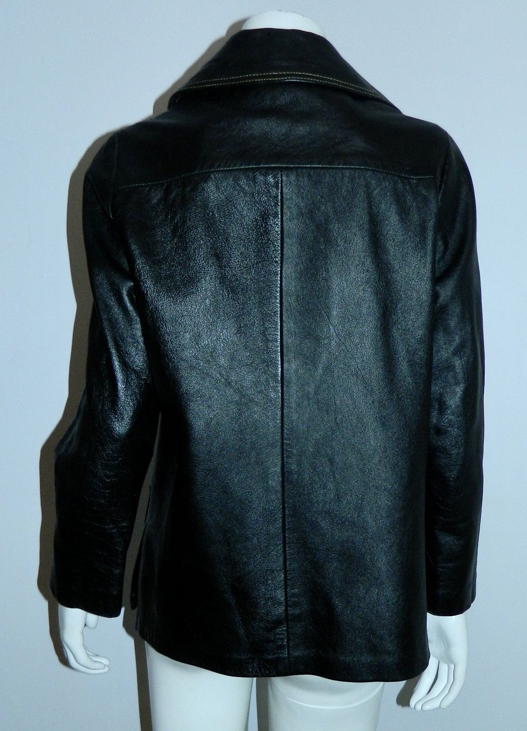 MOD vintage 1960s black leather jacket - contrast stitch S / M