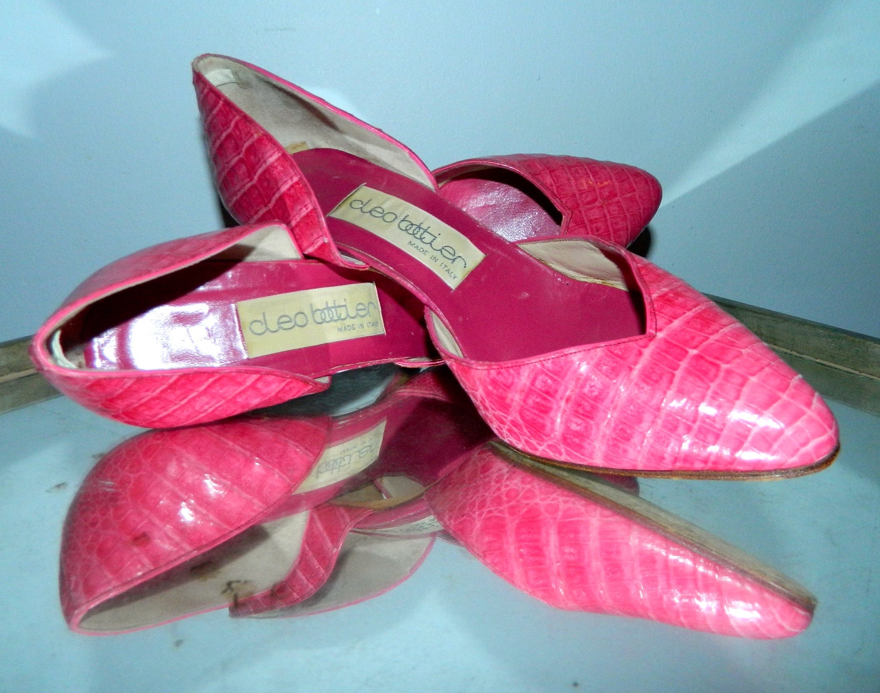 vintage 1980s hot pink ALLIGATOR heels Cleo Bottier 36 1/2 US 6.5