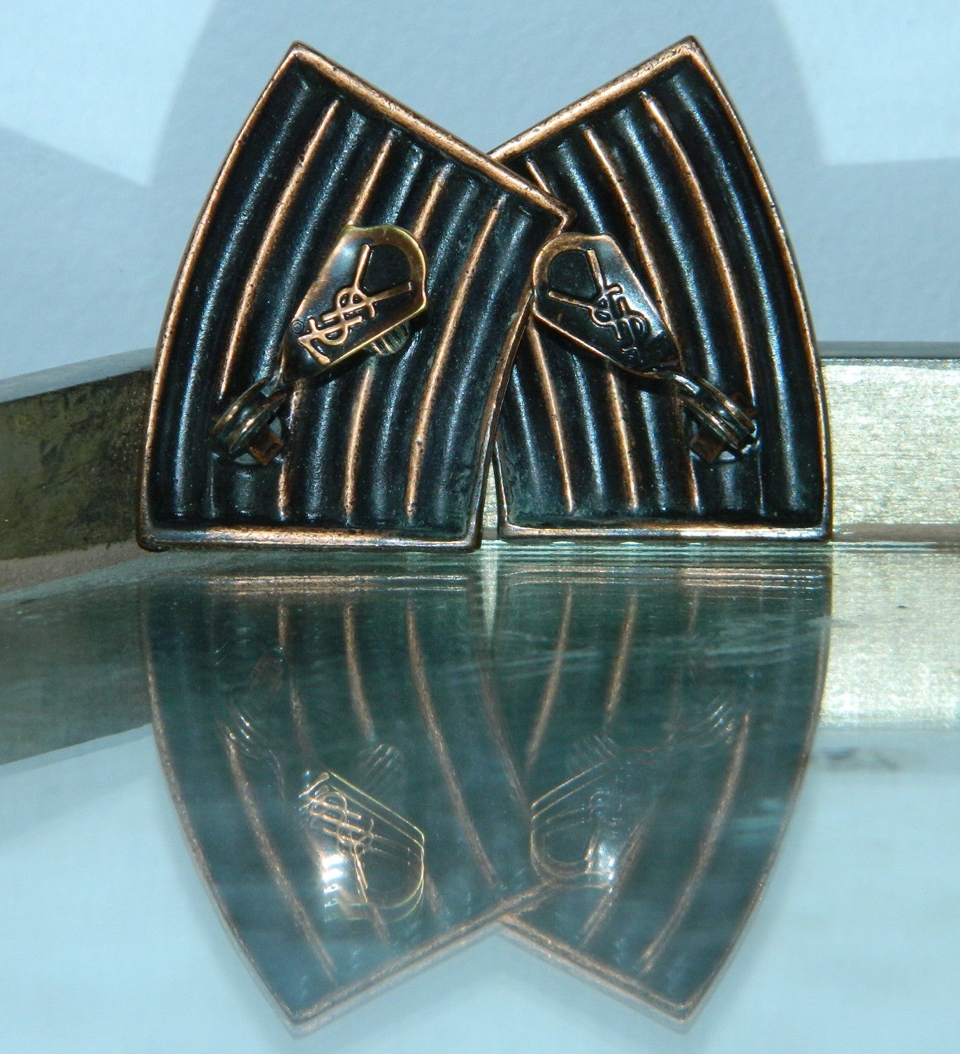 vintage Yves Saint Laurent earrings Abstract copper YSL