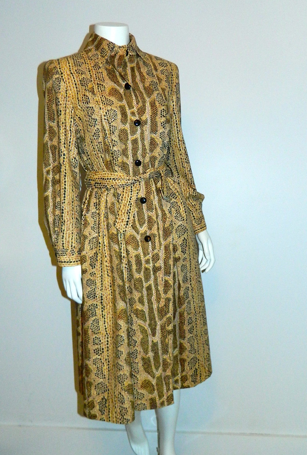 vintage SNAKESKIN print trench coat 1980s Albert Nipon pleated jacket XS