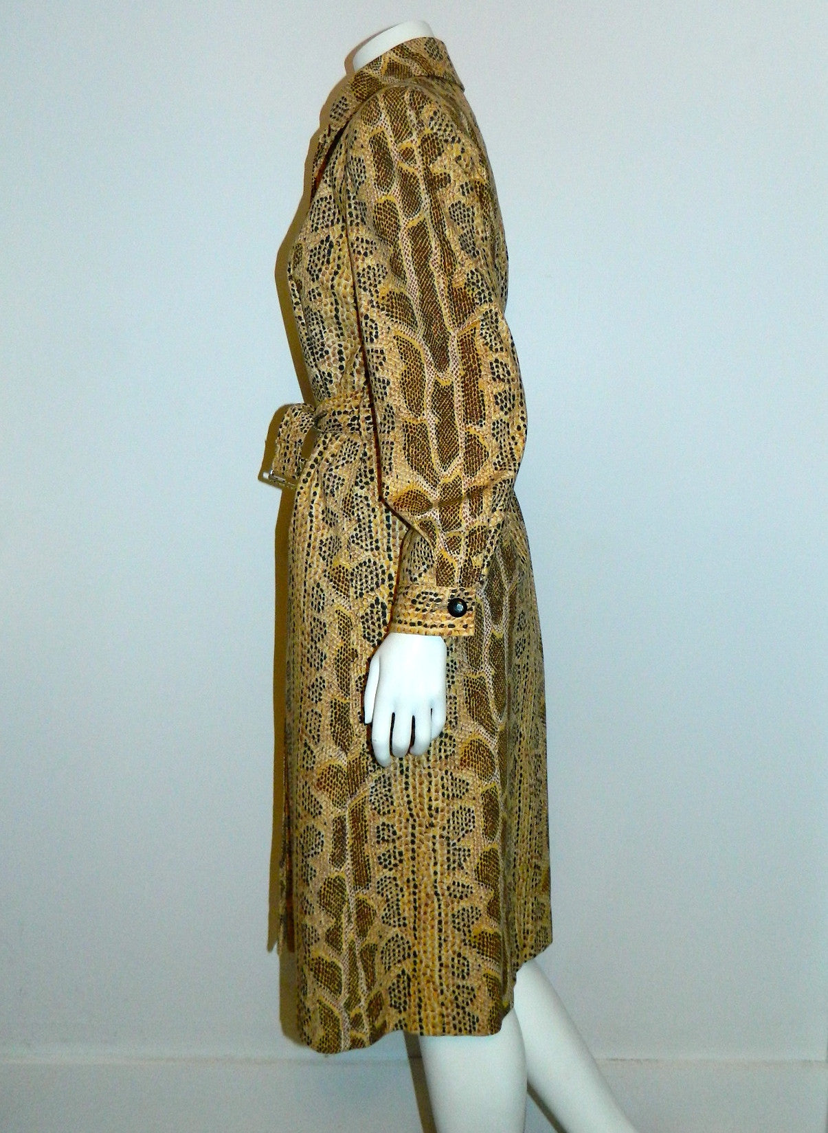 vintage SNAKESKIN print trench coat 1980s Albert Nipon pleated jacket XS