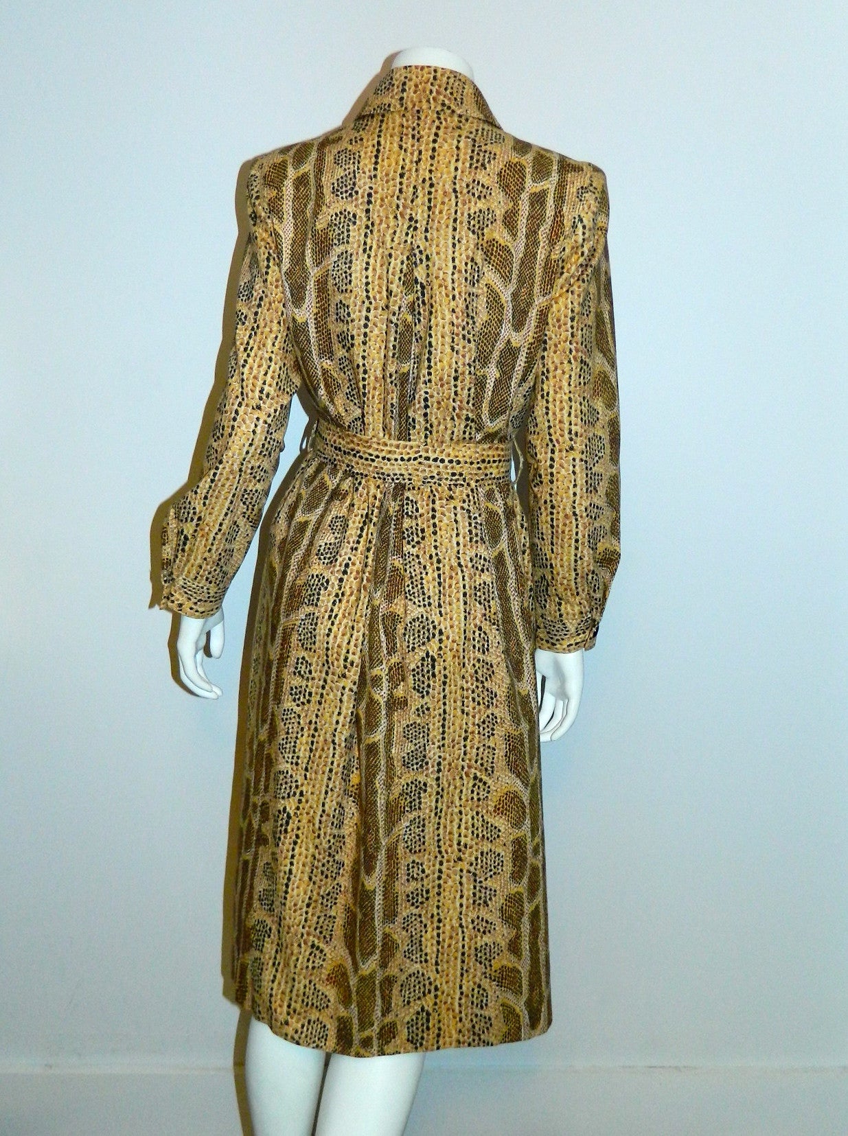 vintage SNAKESKIN print trench coat 1980s Albert Nipon pleated jacket XS