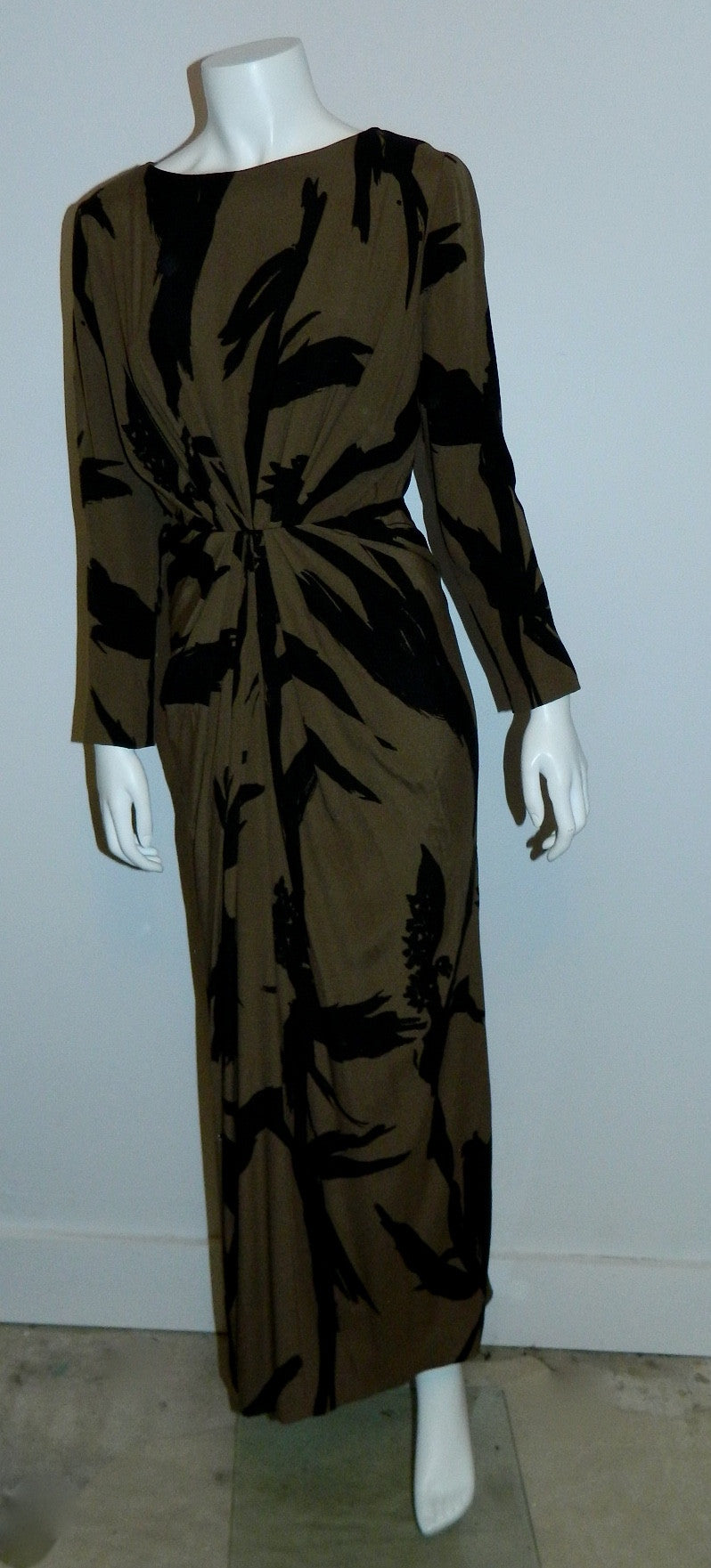 abstract print silk gown BUD KILPATRICK vintage 1960s dress XS