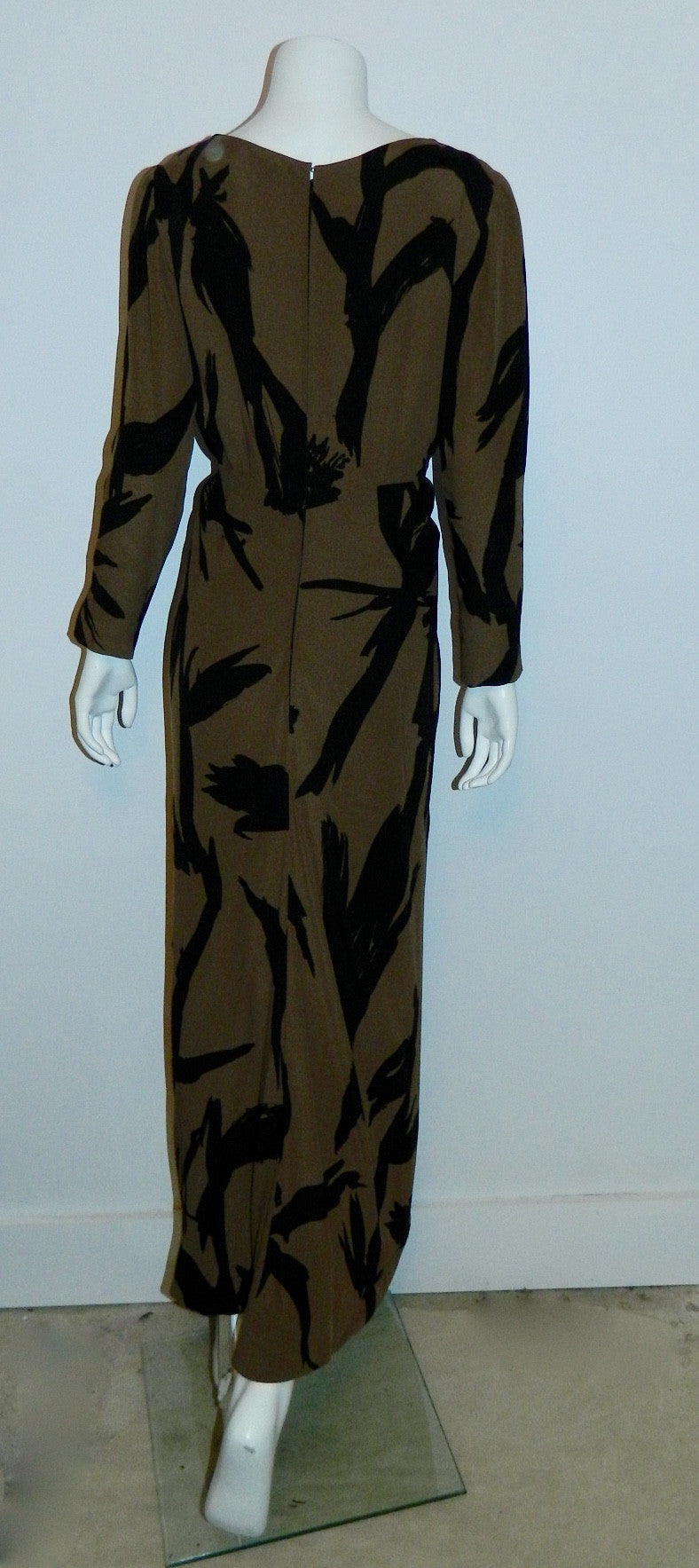 abstract print silk gown BUD KILPATRICK vintage 1960s dress XS