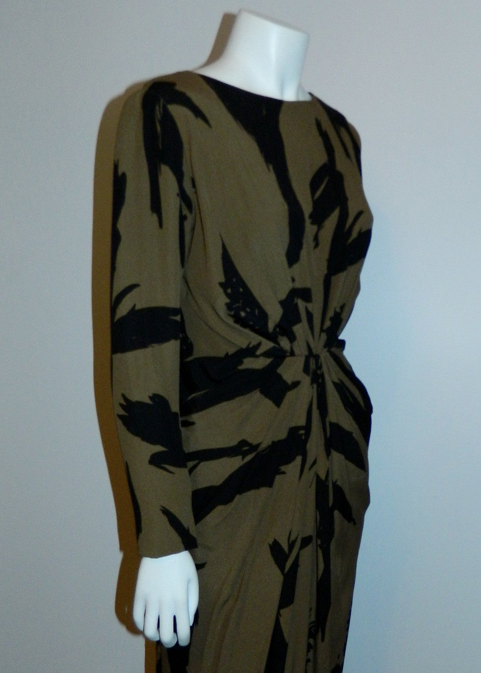 abstract print silk gown BUD KILPATRICK vintage 1960s dress XS