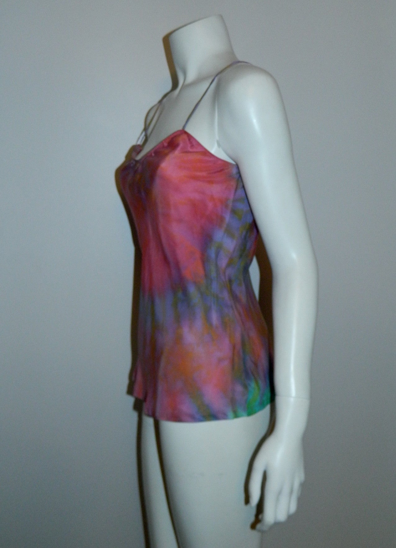 pastel rainbow HAND DYED silk camisole / 1970s vintage / OOAK artist made