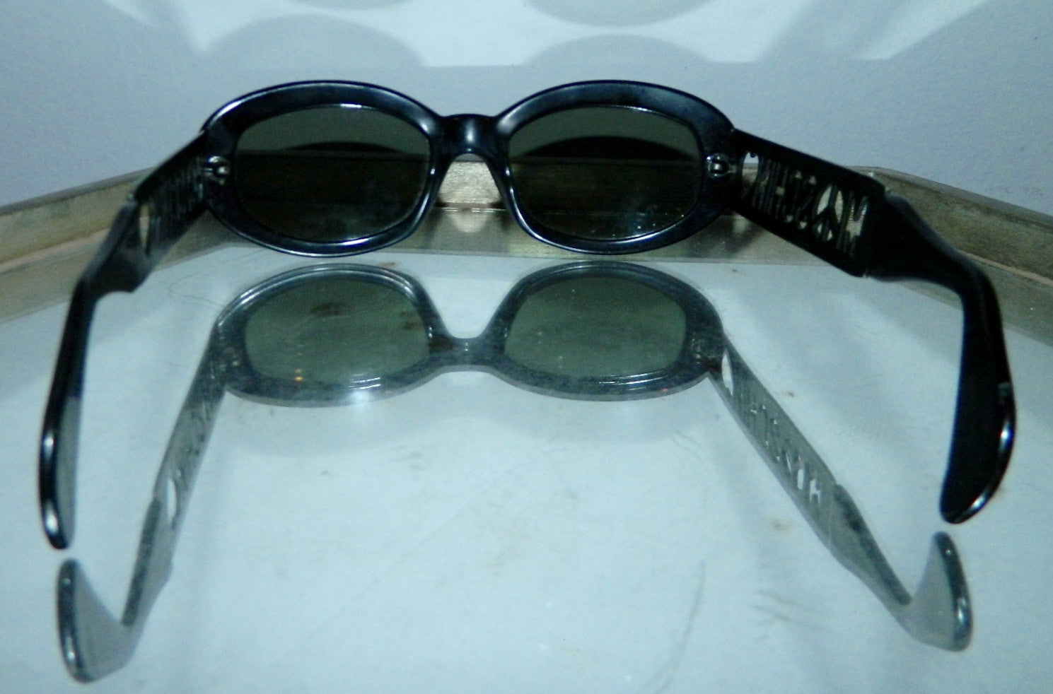 vintage 1990s MOSCHINO sunglasses cut out logo glasses frames black plastic