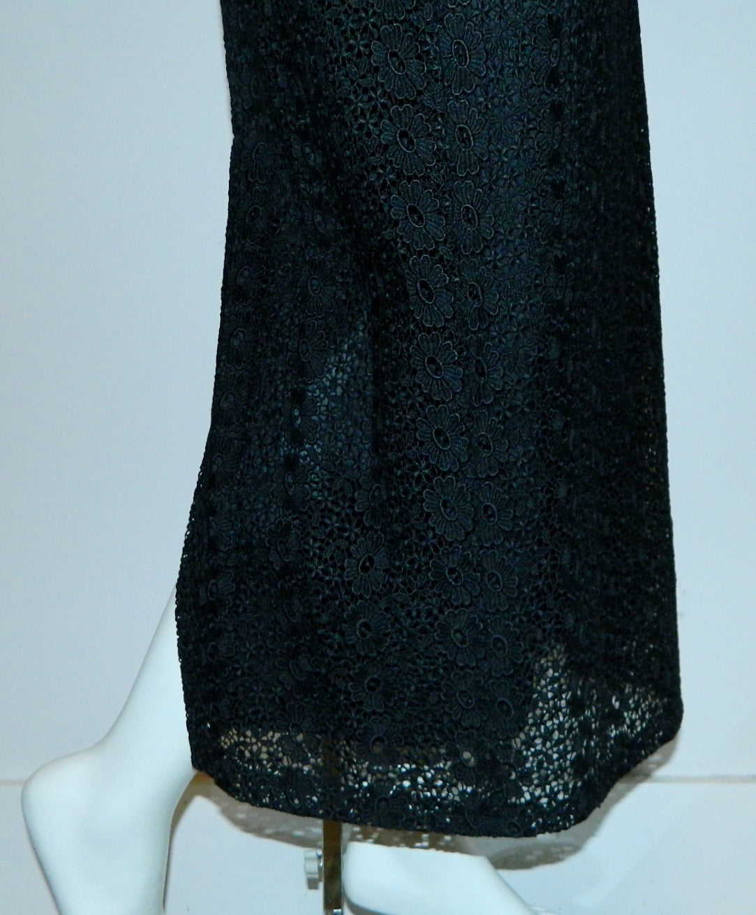 vintage 1960s column dress black lace Peek A Boo front gown XS