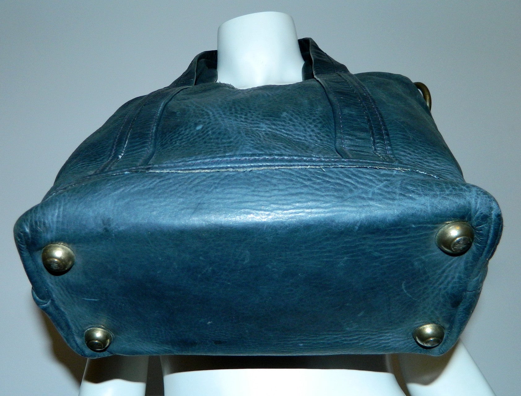vintage blue saddle leather tote bag Lee Stemer for Ronay handbag purse 1970s