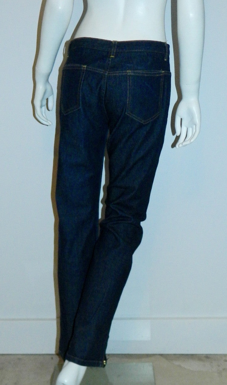 1990s vintage Daryl K-189 dark denim jeans / straight leg zip stretch trousers XS- S