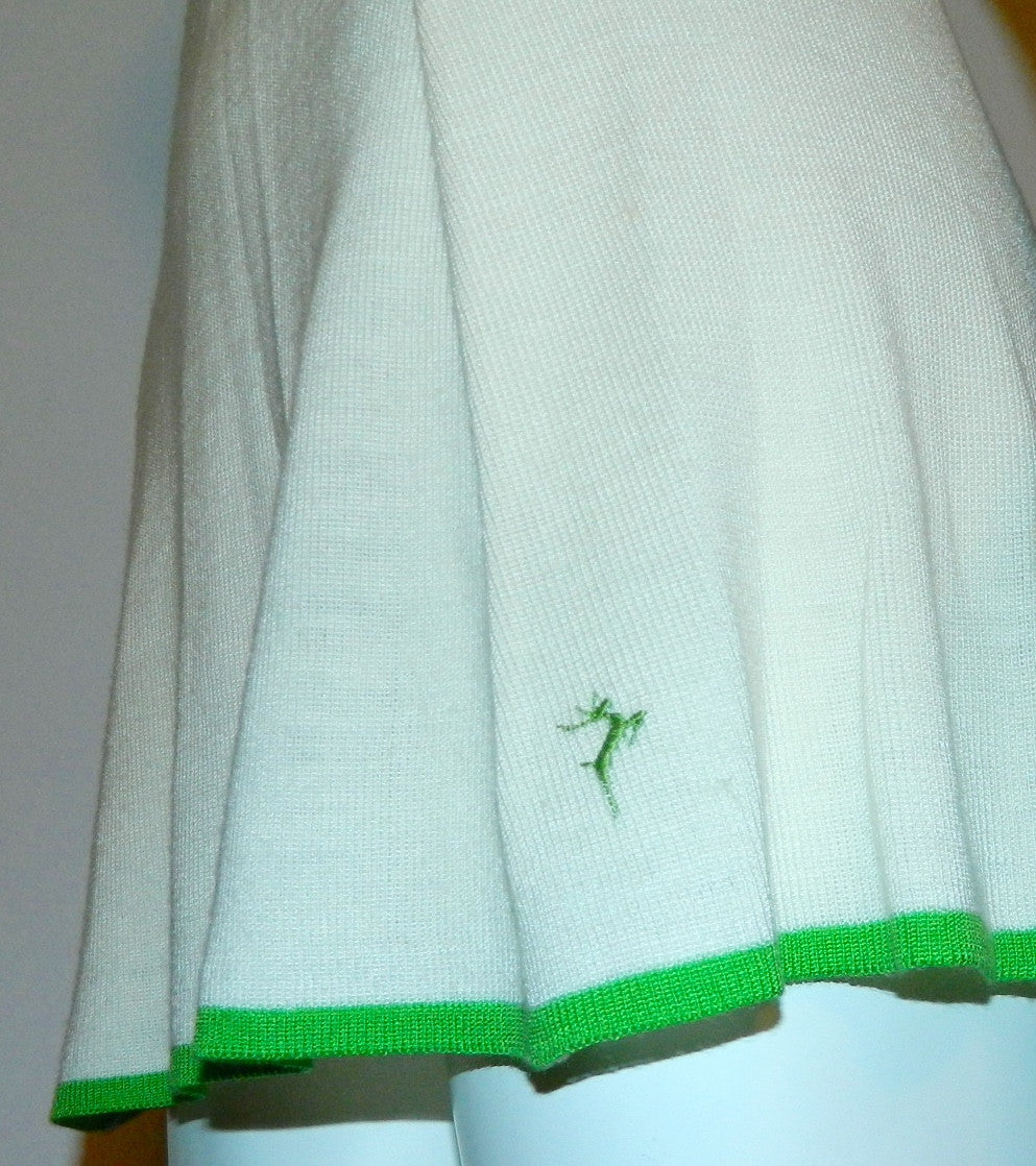 vintage 1970s tennis dress WHITE STAG knit mini dress cardigan sweater white kelly green XS