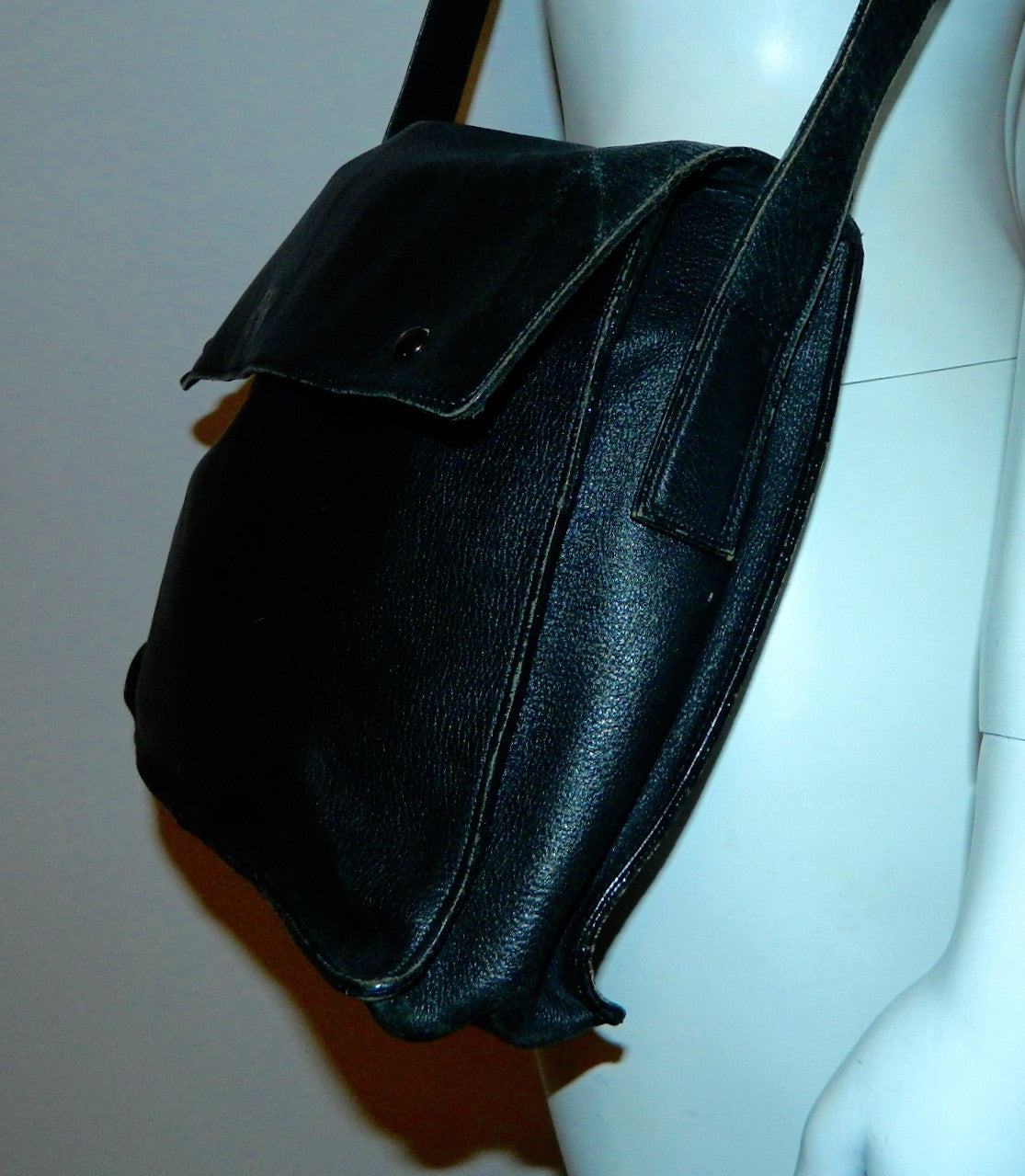 vintage 1980s satchel black leather SONIA RYKIEL purse messenger bag