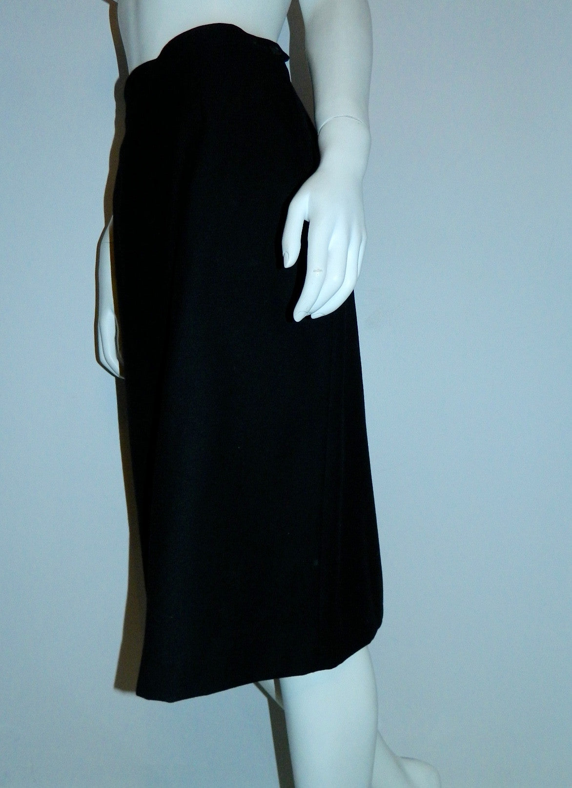 vintage 1970s skirt YSL black wool Yves Saint Laurent straight skirt XS S