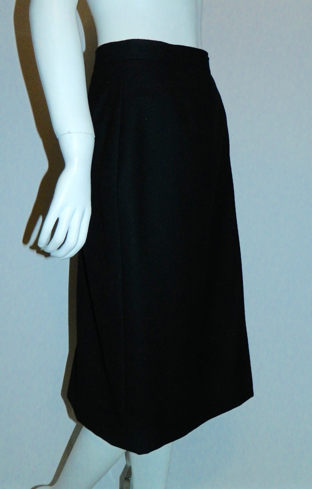 vintage 1970s skirt YSL black wool Yves Saint Laurent straight skirt XS S