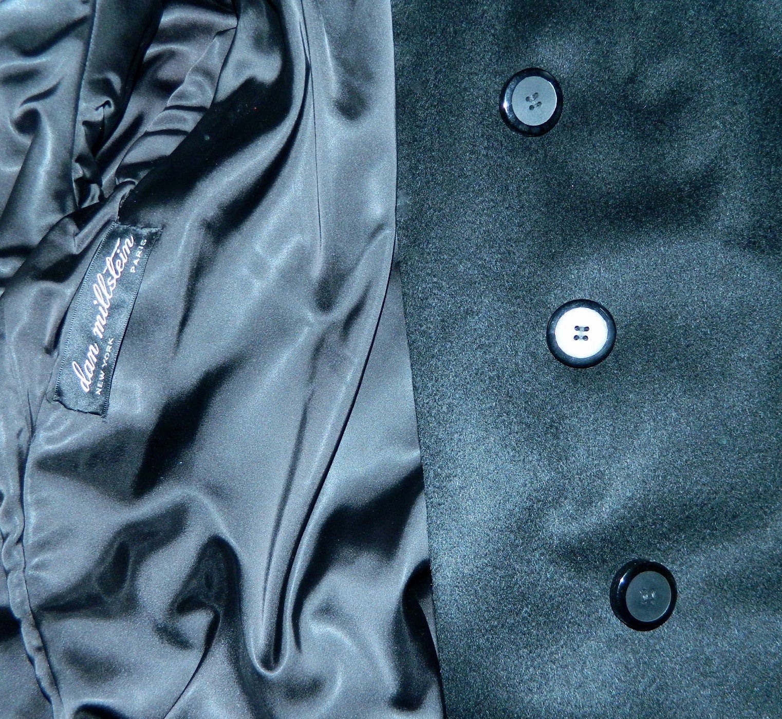 vintage 1960s black wool coat Dan Millstein pea coat L - XL