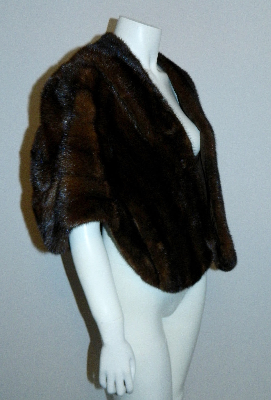 vintage mink stole 40s / 50s Mahogany brown JANDEL curved capelet jacket OS