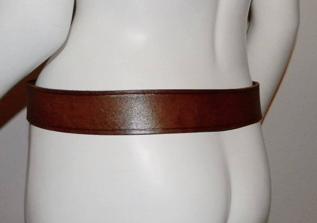 vintage 1970s O ring leather belt / brown jeans belt Hippie Boho retro 30 32 34 36